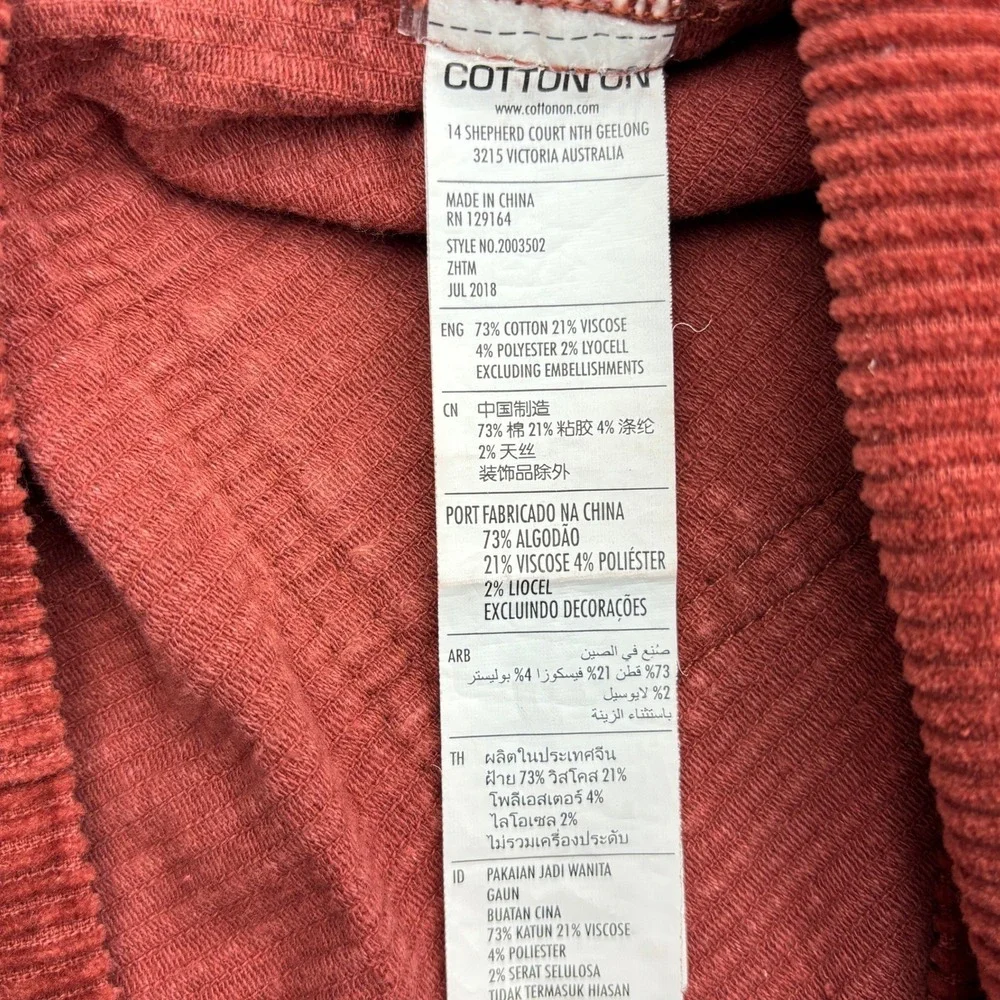Cotton On Womens 4 Rust Orange Corduroy Pinafore Overall Jumper Dress 2003502